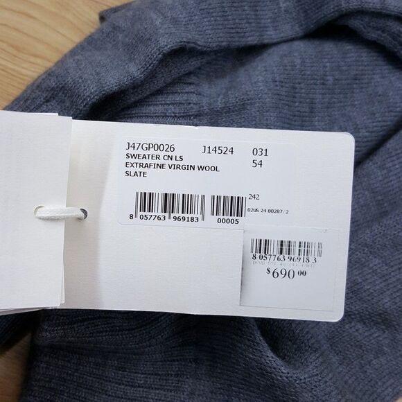 JIL SANDER Sweater Mens Size 54 Gray Pullover Crew Extrafine Virgen Wool $690 - Picture 6 of 11